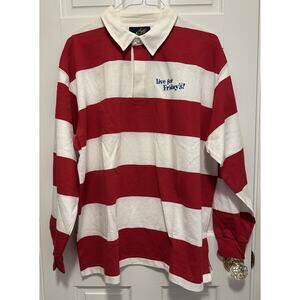 Vintage Lands’ End Rugby Shirt XL Red White Stripe TGI Friday’s Uniform RARE